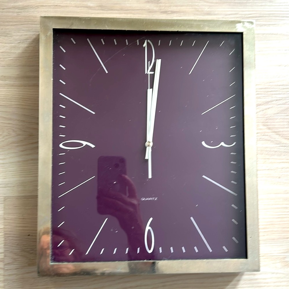 Wall Clock/Freestanding Silver Purple Retro Vintage
